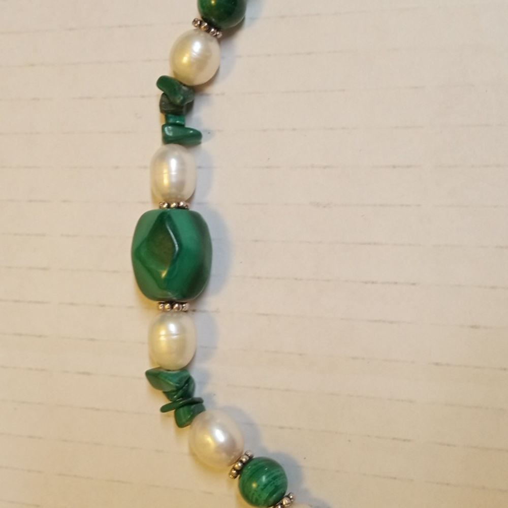 Bracelet Green malachite cultured pearl beaded bracelet. 7.5” Ross Simons - Picture 5 of 8